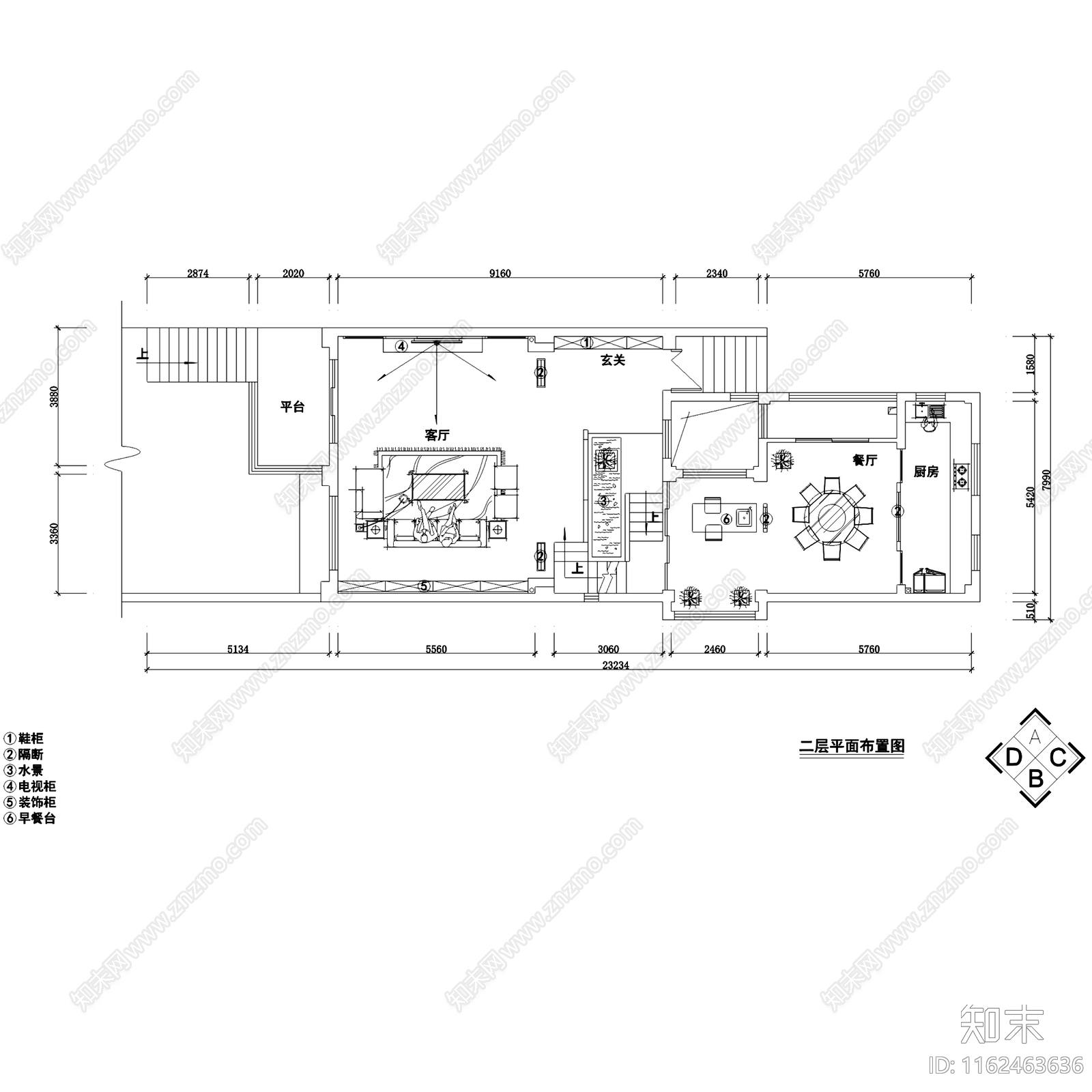 中式新中式四层别墅室内家装cad施工图下载【ID:1162463636】