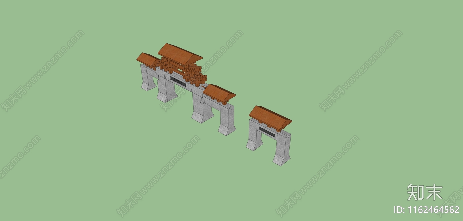 现代新中式简洁牌坊SU模型下载【ID:1162464562】