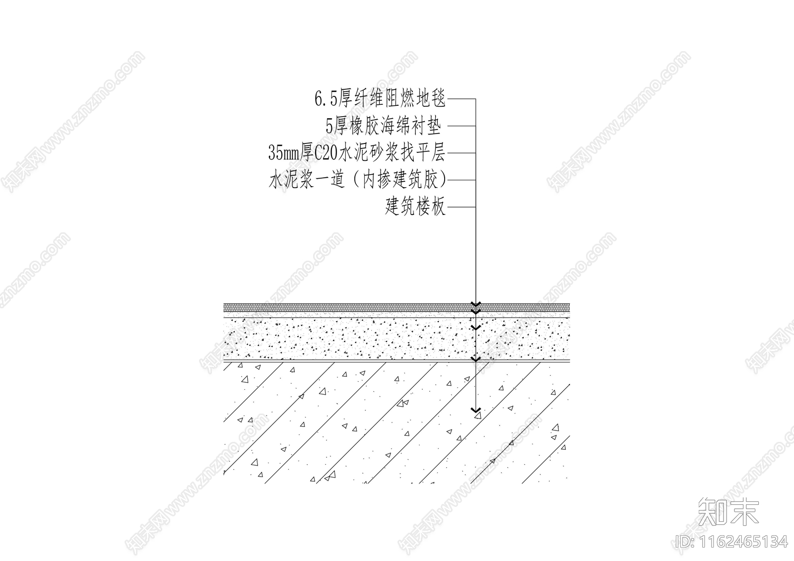 阻燃地毯通用节点cad施工图下载【ID:1162465134】