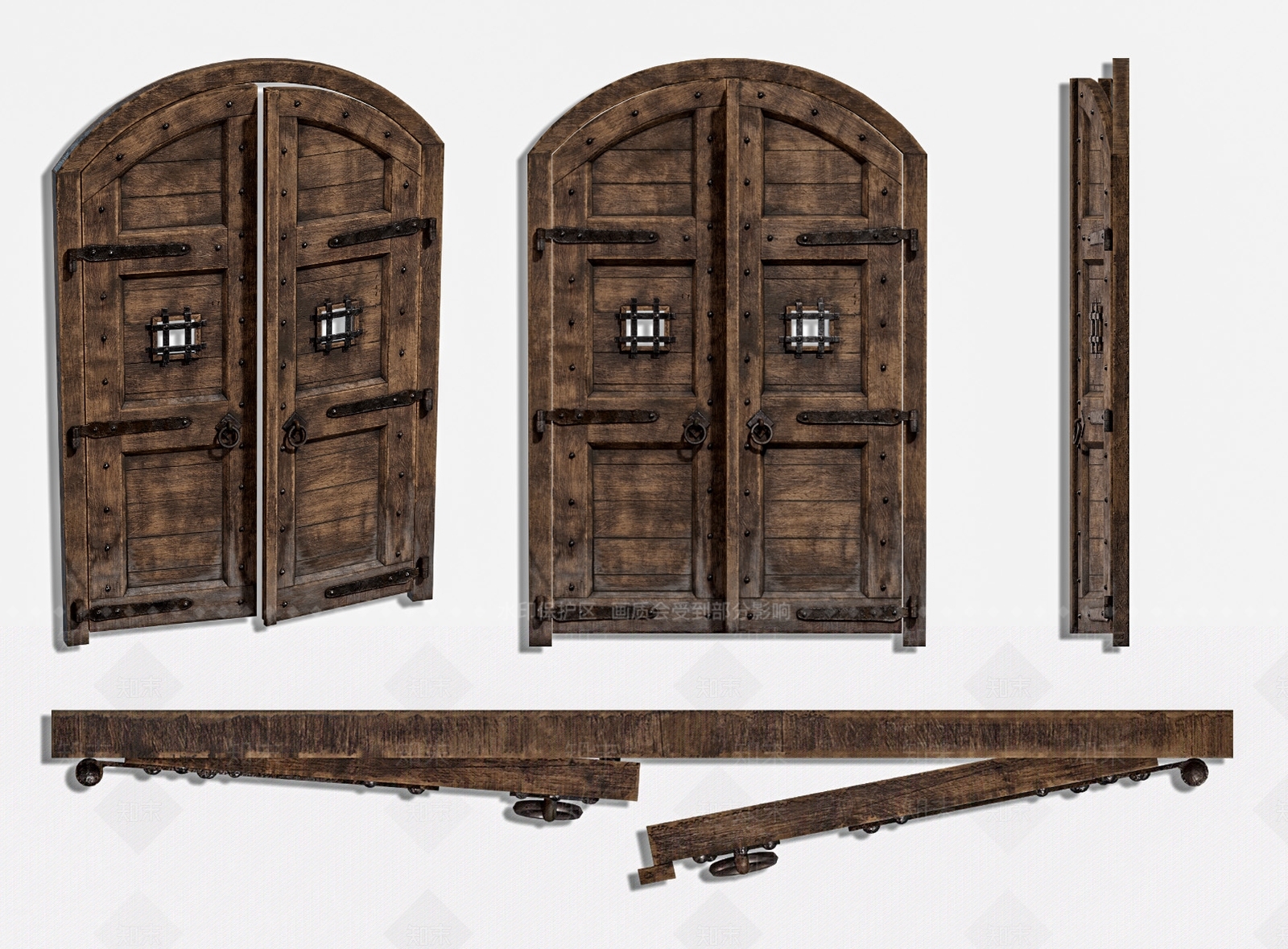 欧式古典城堡拱形木门SU模型下载【ID:1162465718】