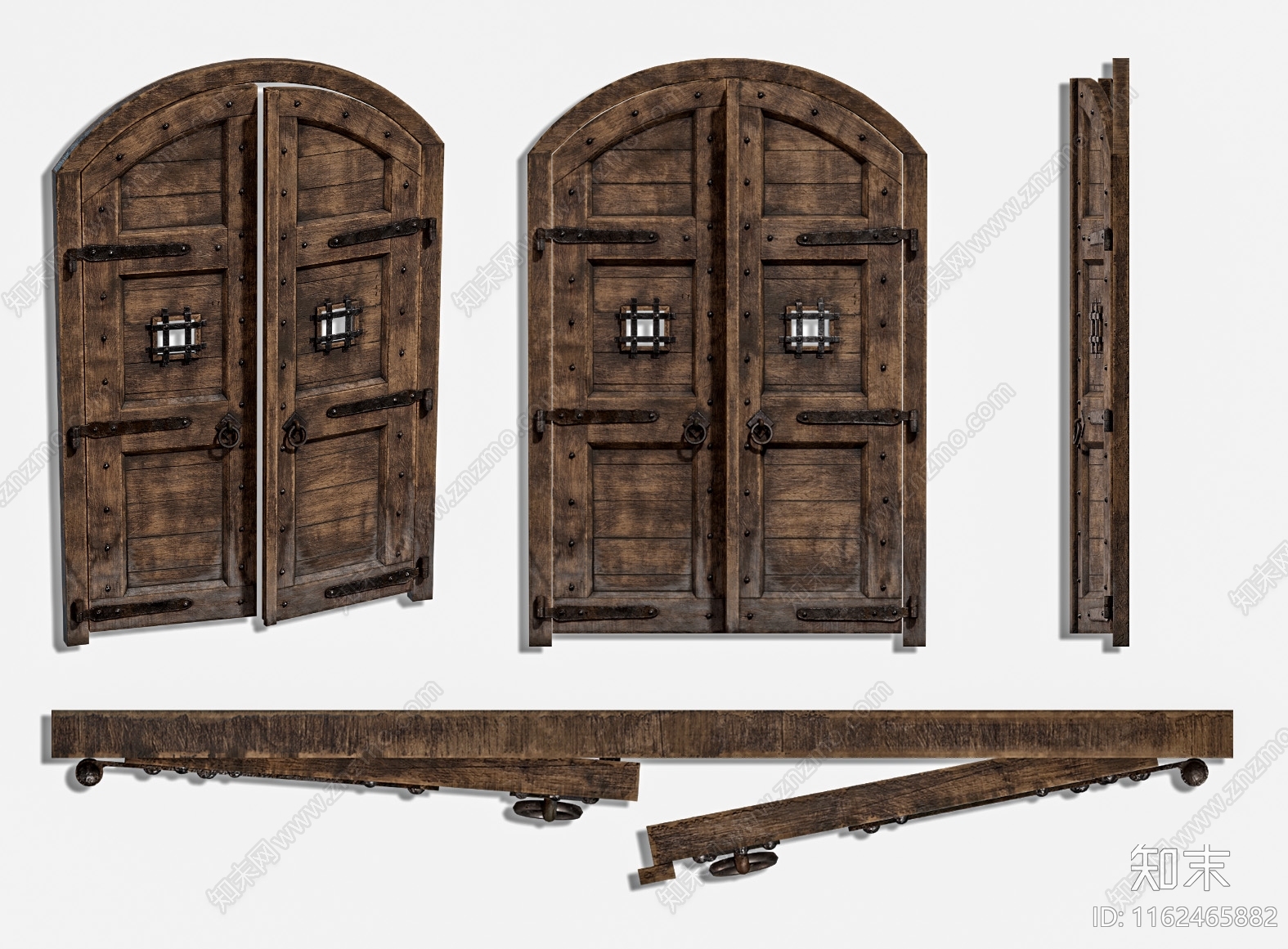 欧式古典城堡拱形木门3D模型下载【ID:1162465882】