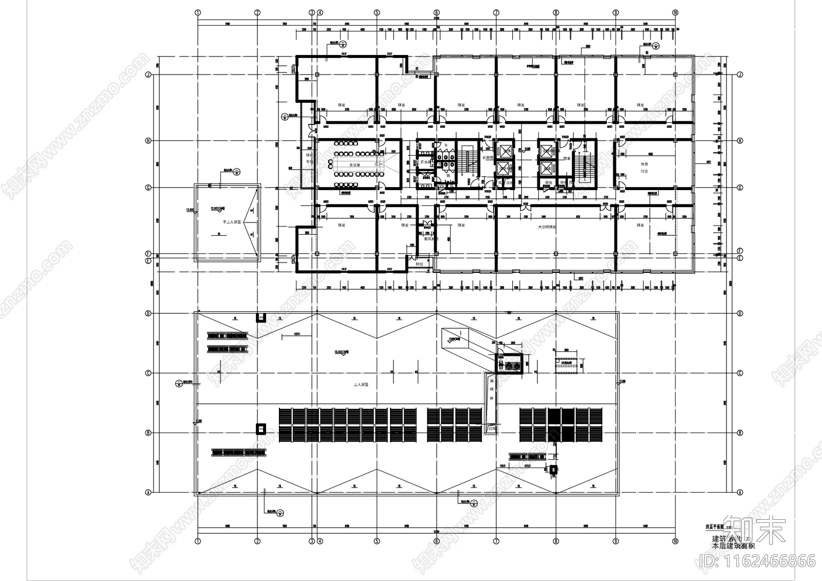 现代简约科创办公综合楼建cad施工图下载【ID:1162466866】