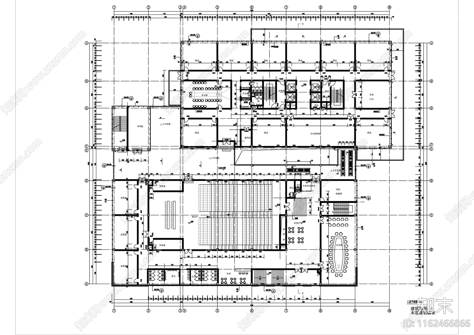 现代简约科创办公综合楼建cad施工图下载【ID:1162466866】