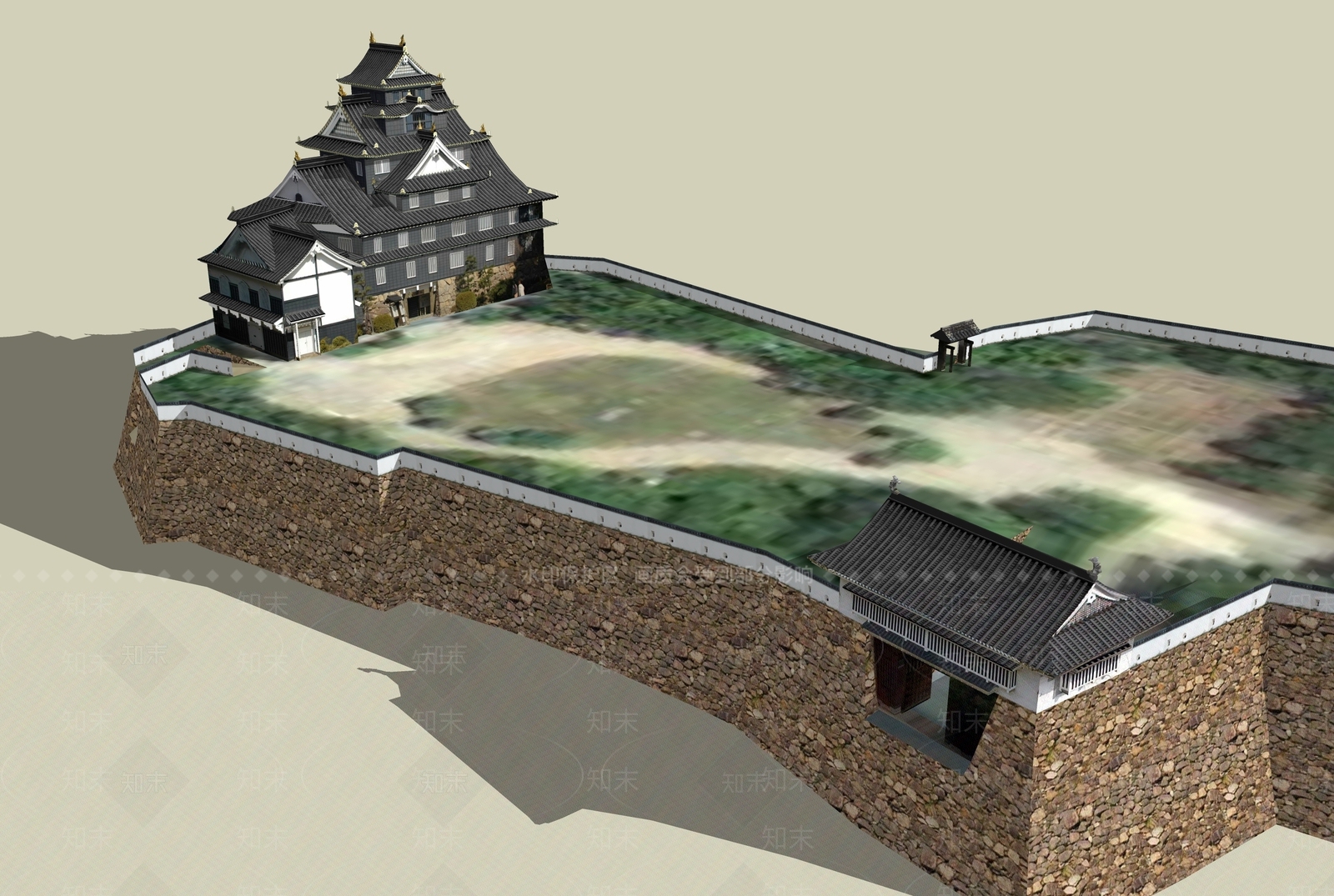 27日本古建筑城楼OkayamaSU模型下载【ID:1162467030】