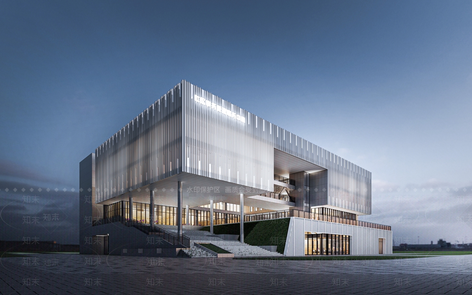 现代活动中心建筑3D模型下载【ID:1162467779】