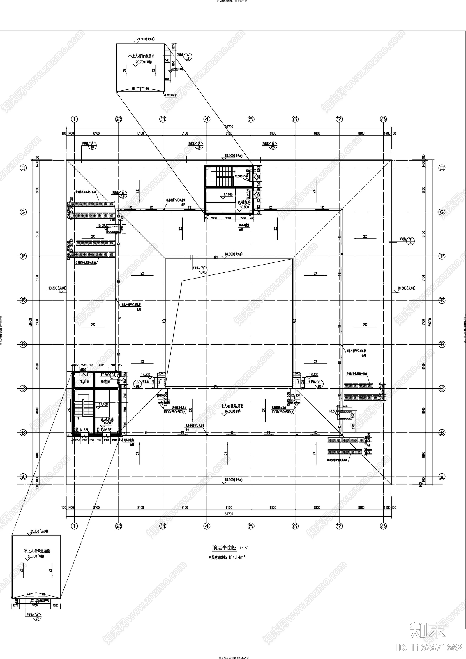 回字形现代简约办公建施图施工图下载【ID:1162471662】