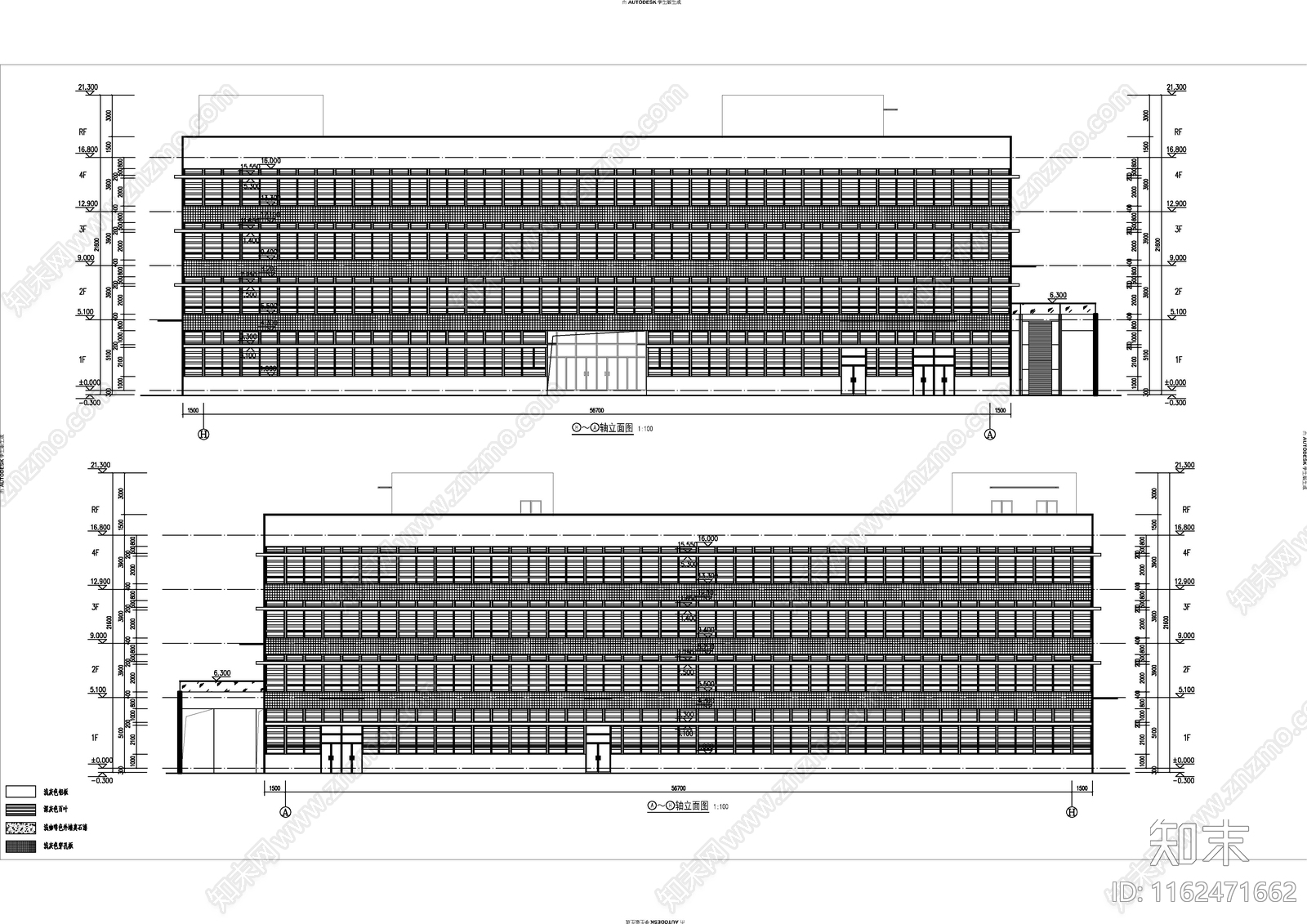 回字形现代简约办公建施图施工图下载【ID:1162471662】