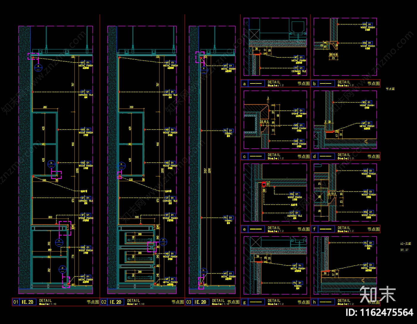 现代餐厅包房备餐间柜体节点施工图下载【ID:1162475564】
