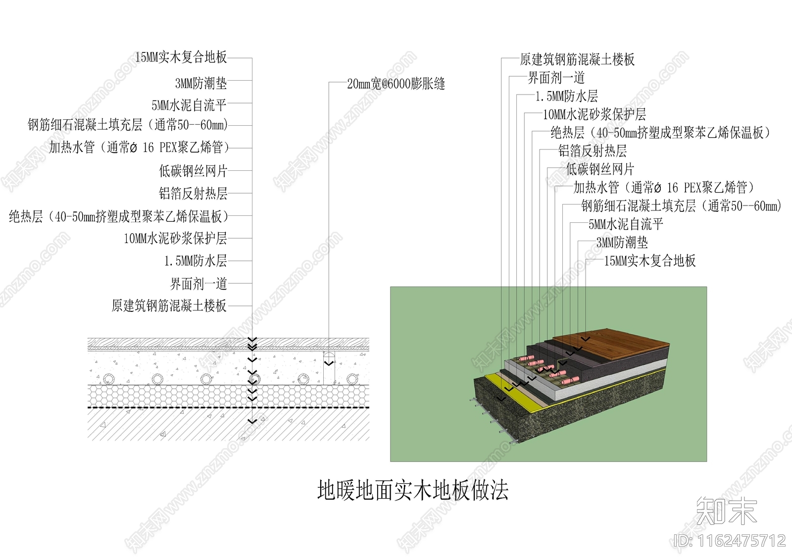 地暖地面实木地板做法施工图下载【ID:1162475712】