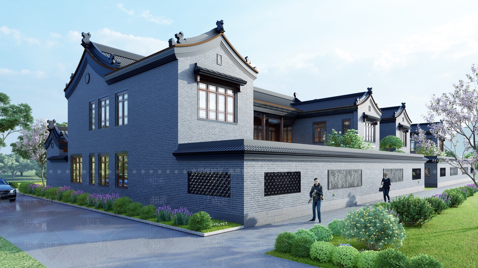 特色仿古中式合院SU模型下载【ID:1162476744】