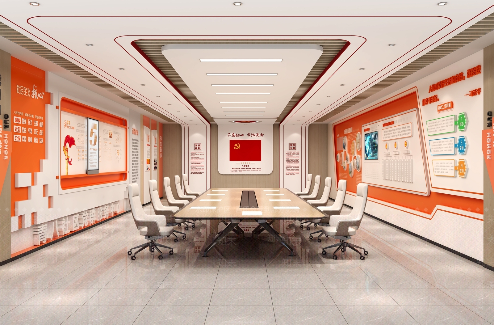 党建会议室活动室文化墙阅读书屋SU模型下载【ID:1162478220】