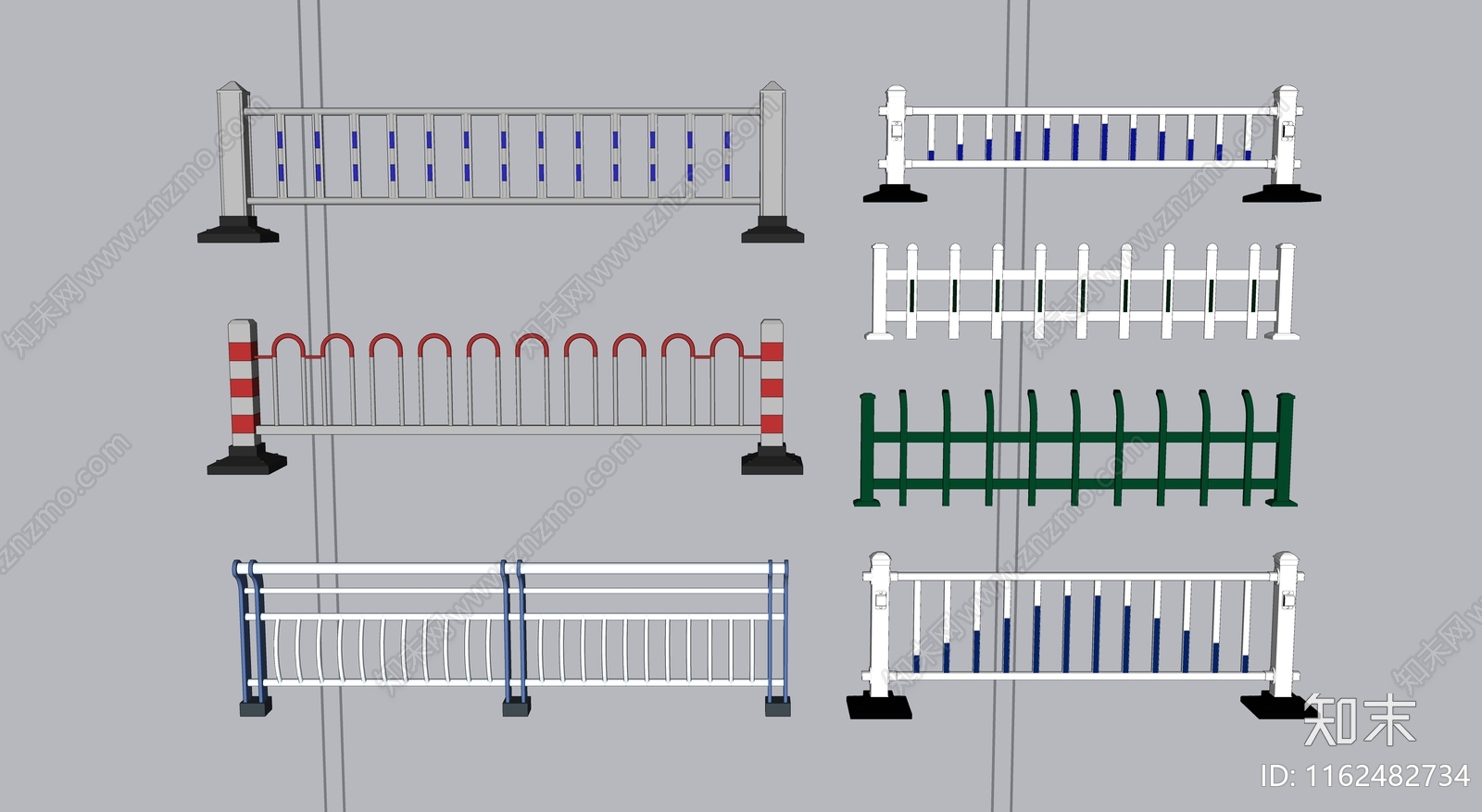 交通护栏市政栏杆交通设施SU模型下载【ID:1162482734】
