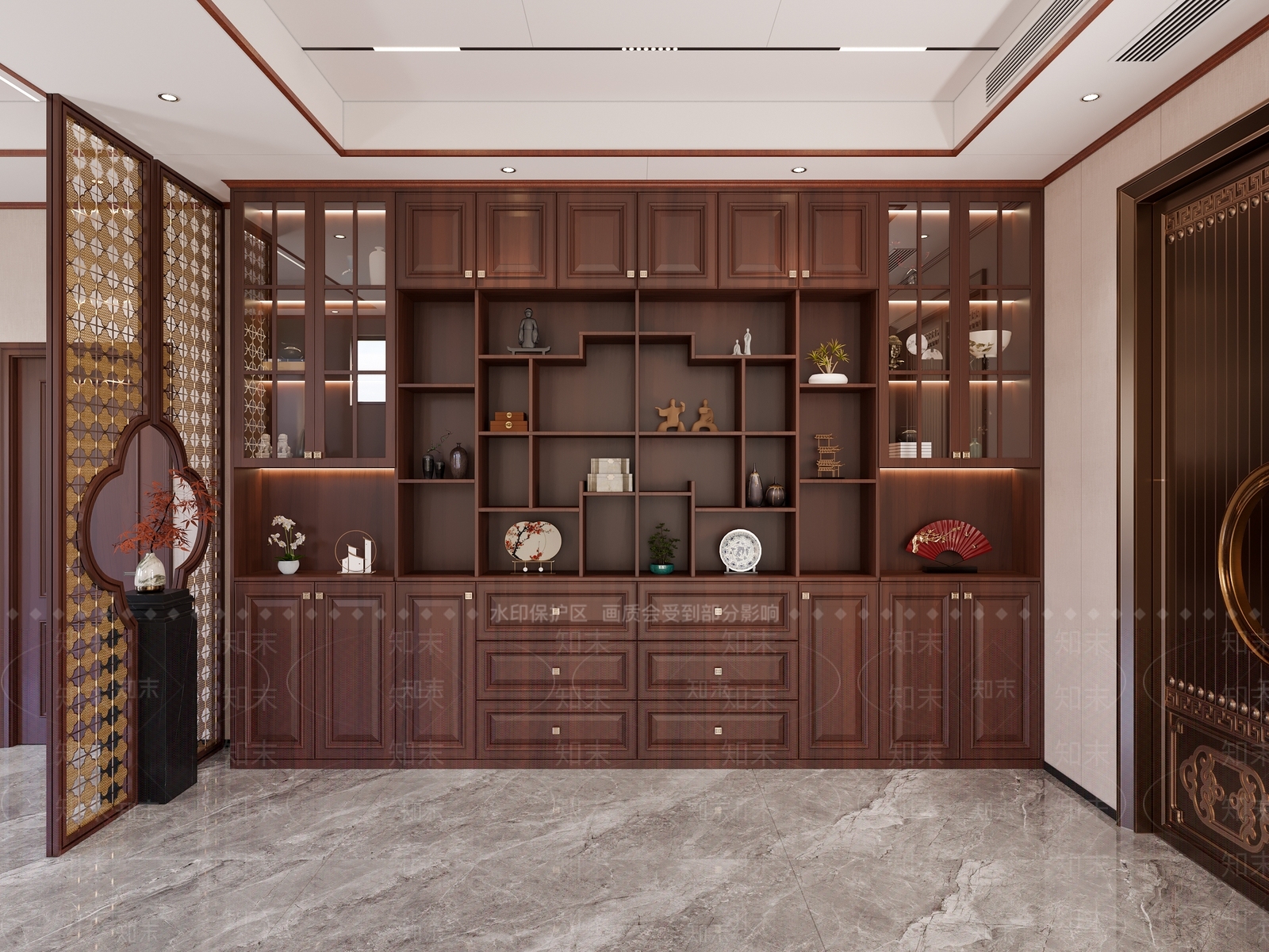 中式酒柜3D模型下载【ID:1162484765】