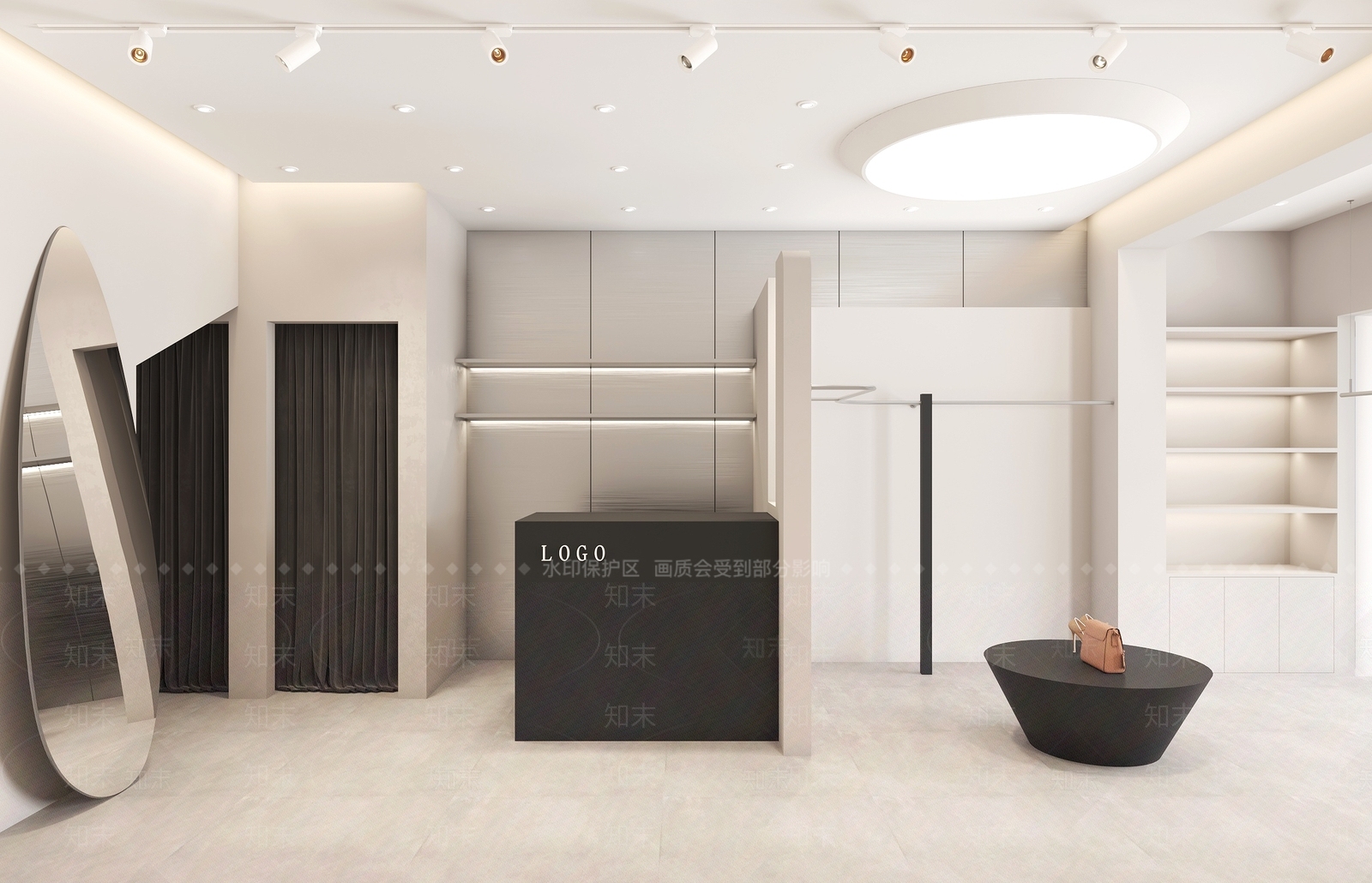 现代奶油风服装店3D模型下载【ID:1162488758】