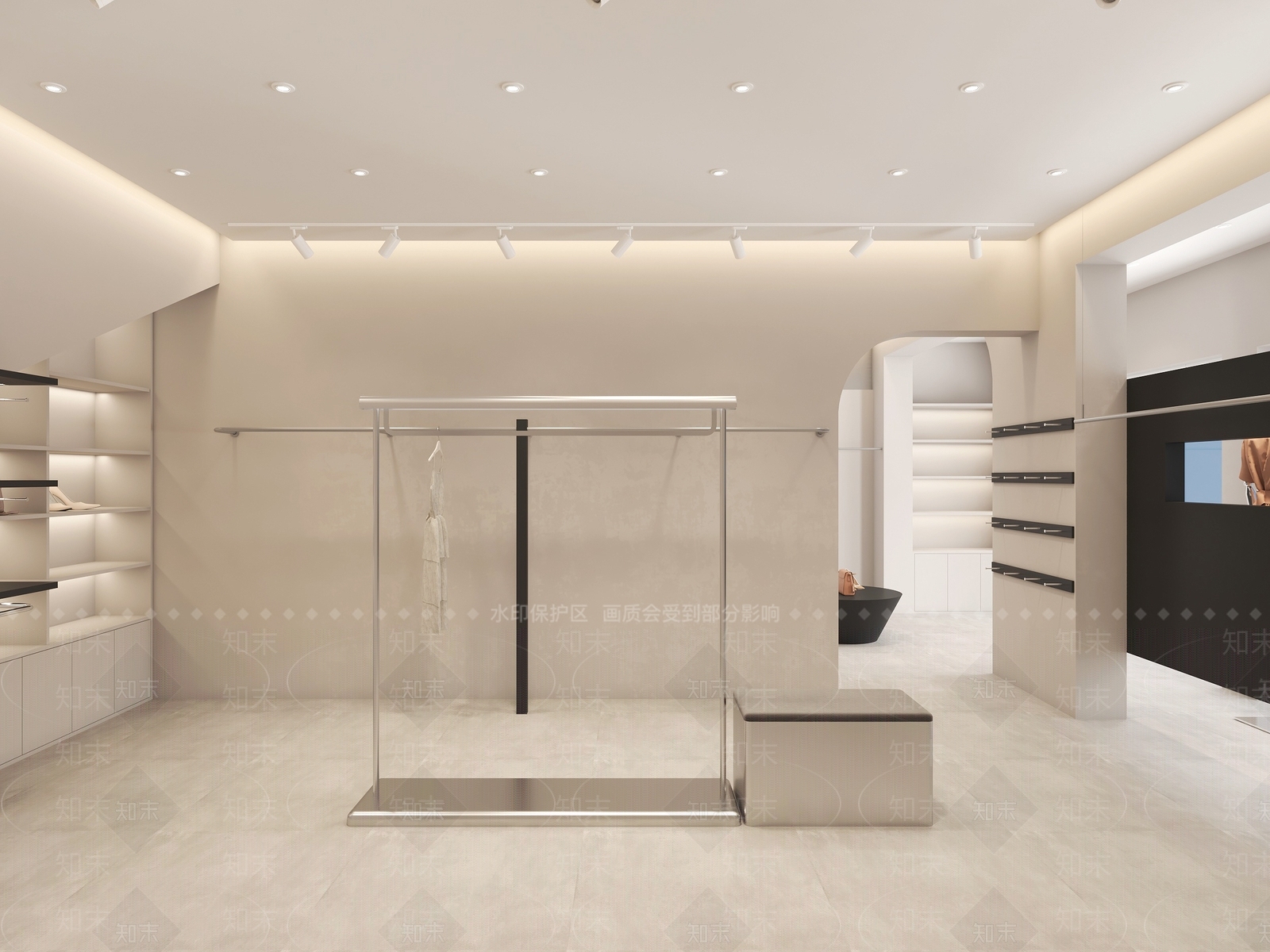 现代奶油风服装店3D模型下载【ID:1162488758】