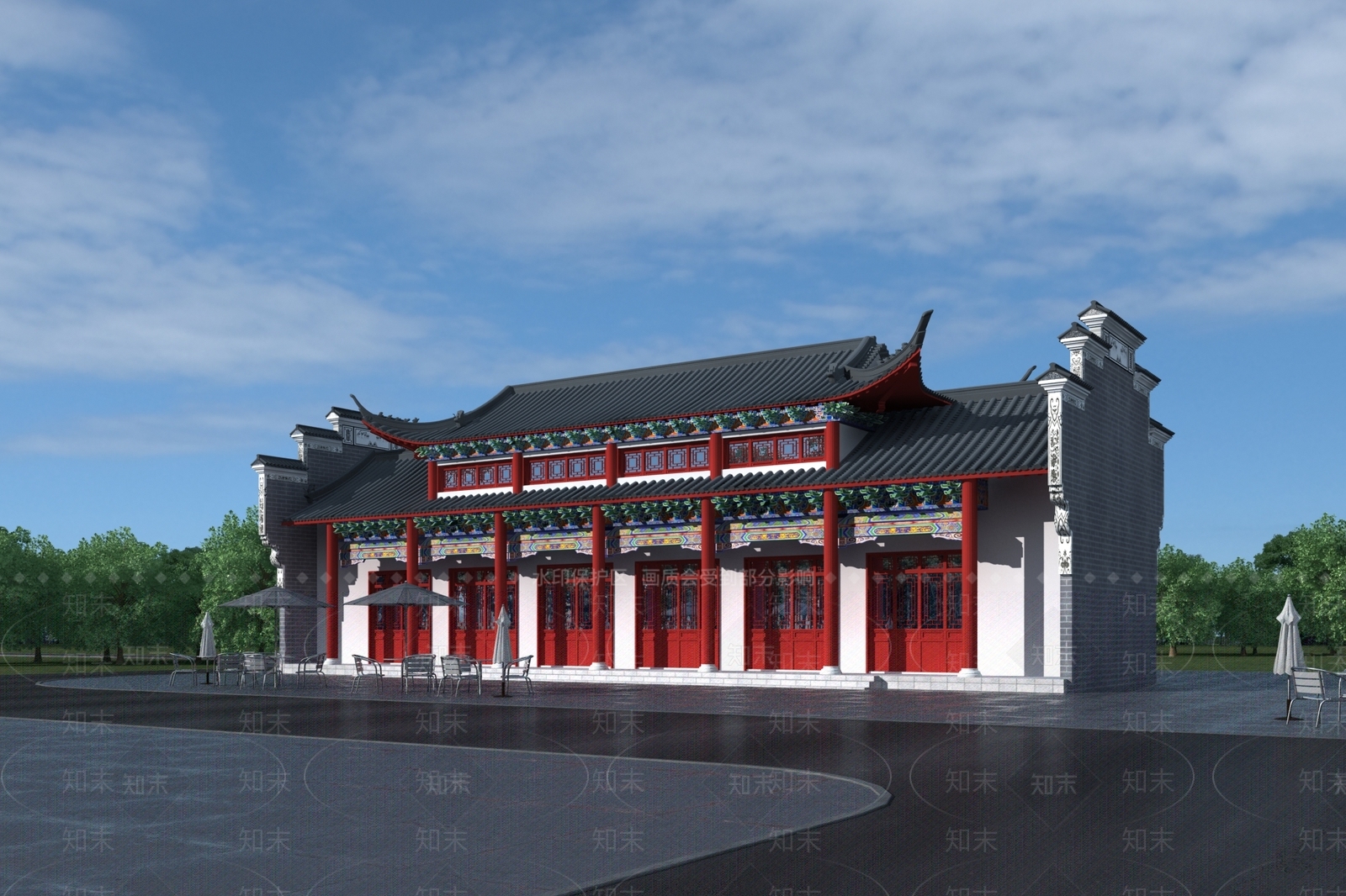 中式祠堂3D模型下载【ID:1162490882】