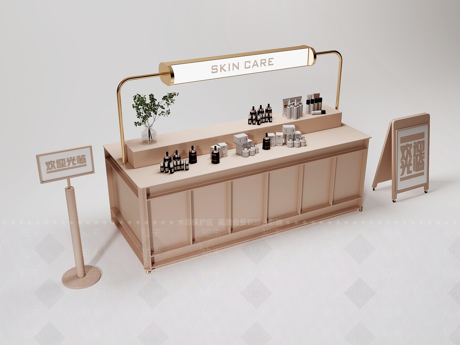 现代化妆品中岛展台3D模型下载【ID:1162492118】