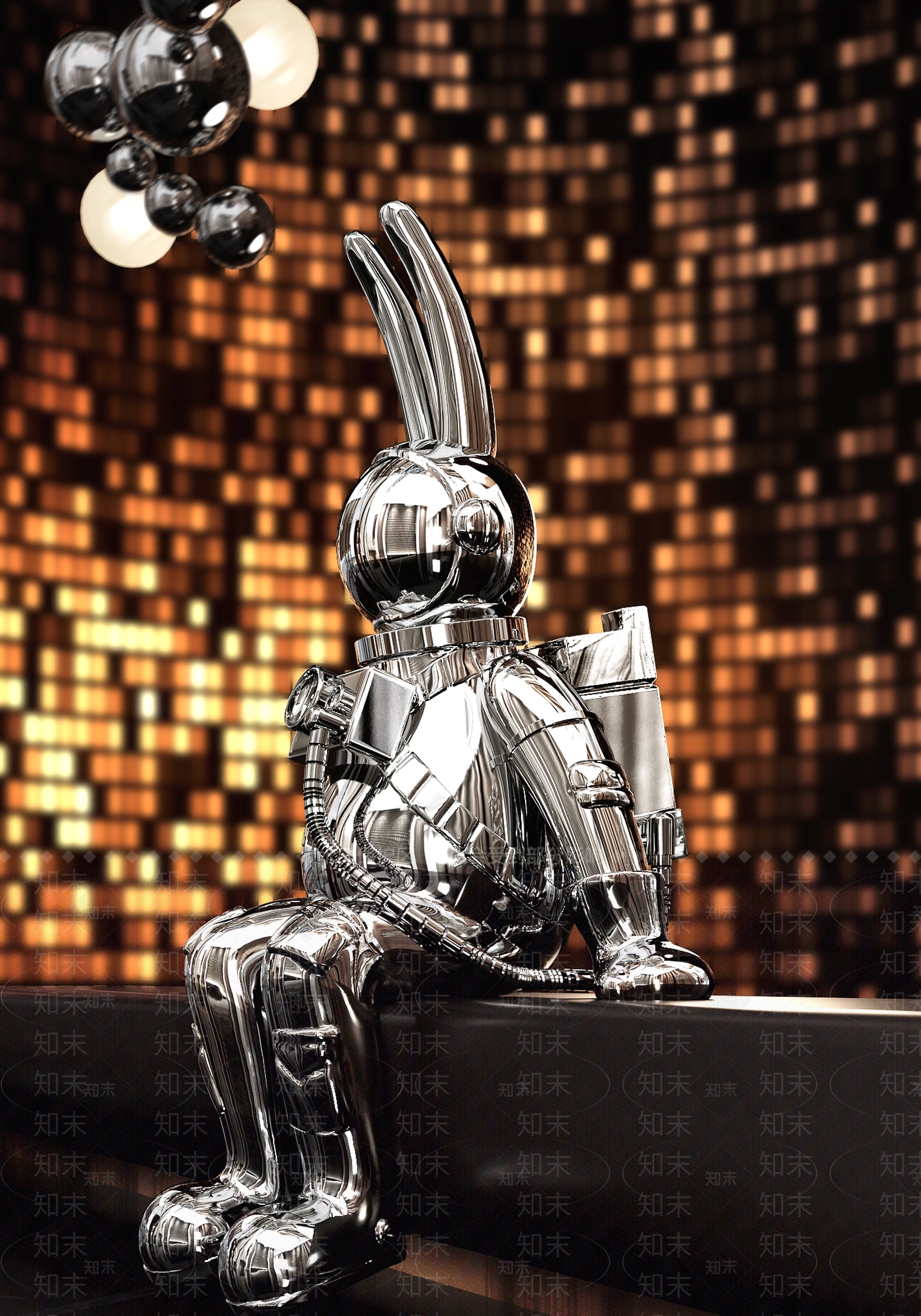 现代太空兔潮流雕塑SU模型下载【ID:1162493051】