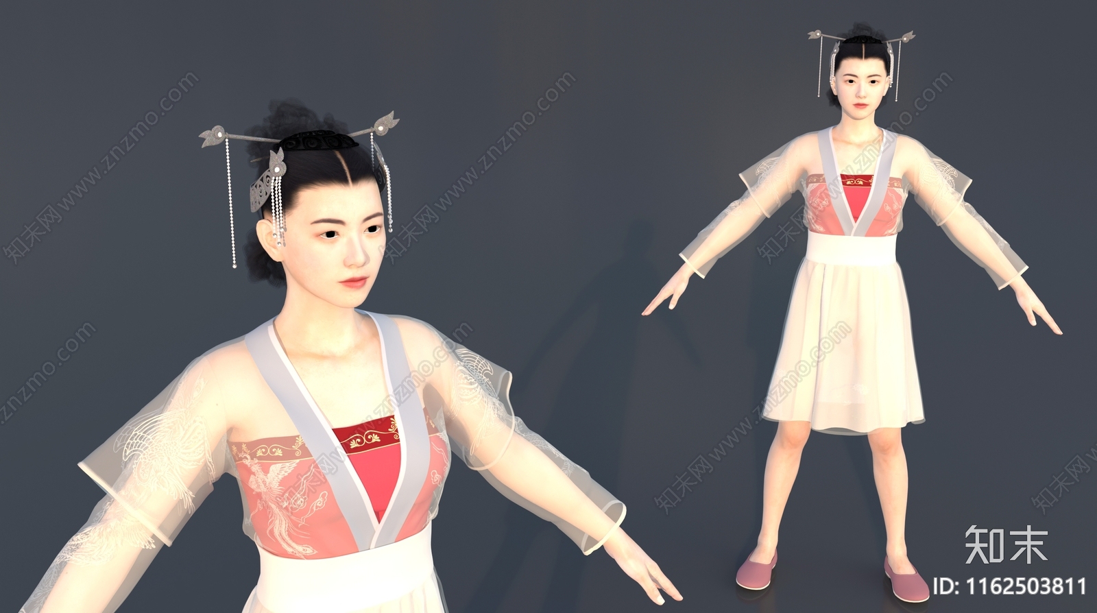 汉服女孩3D模型下载【ID:1162503811】