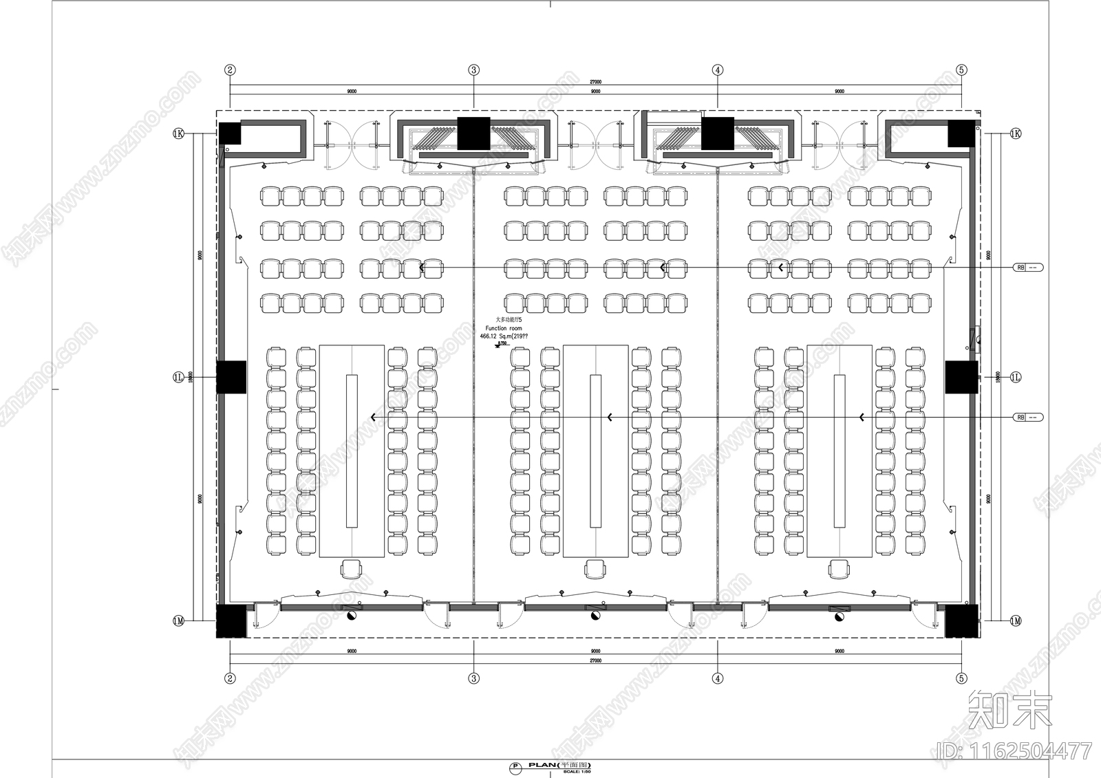 现代会议中心大型展厅室内精装修cad施工图下载【ID:1162504477】