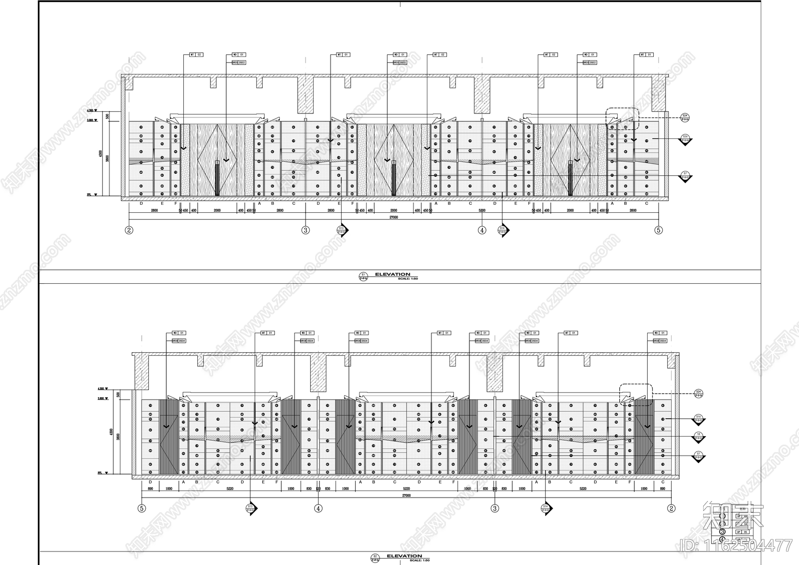 现代会议中心大型展厅室内精装修cad施工图下载【ID:1162504477】