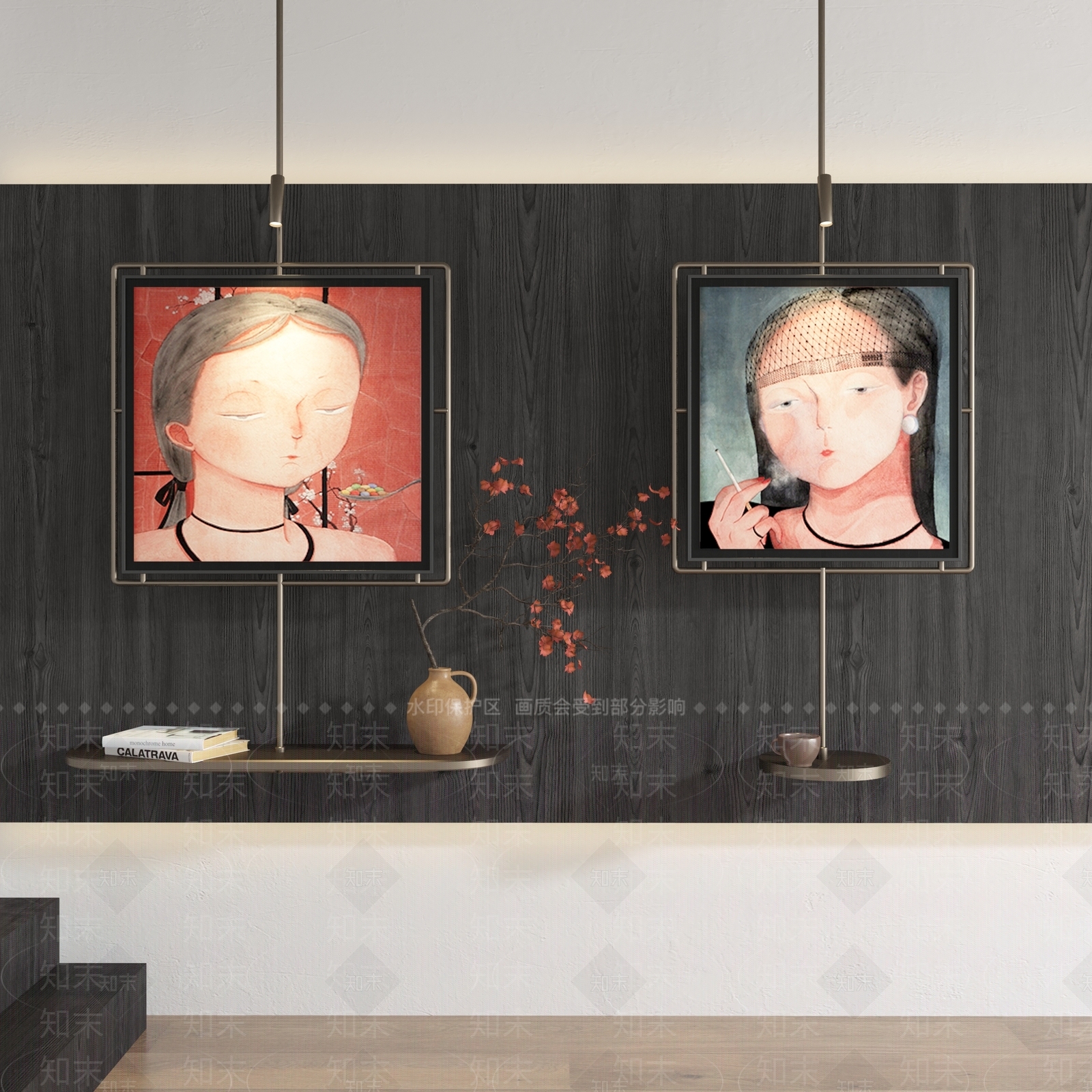 现代人物抽象挂画SU模型下载【ID:1162505764】