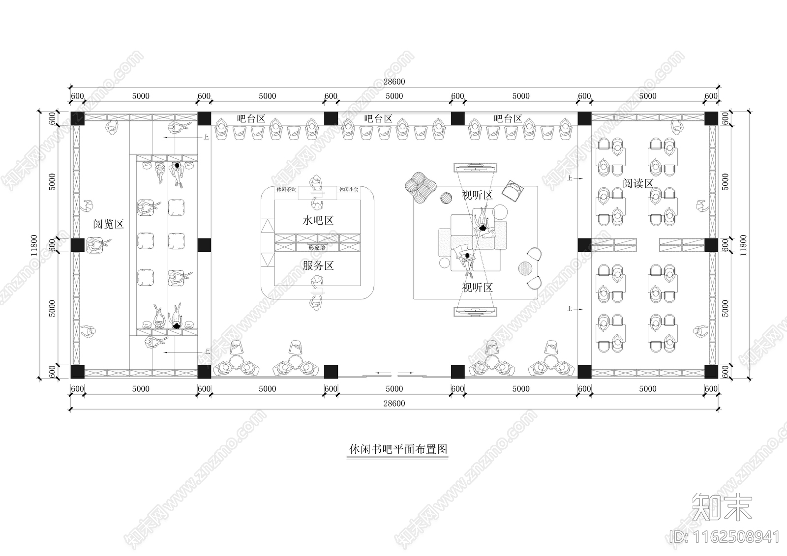 12套书吧书店图书馆平面方案施工图下载【ID:1162508941】