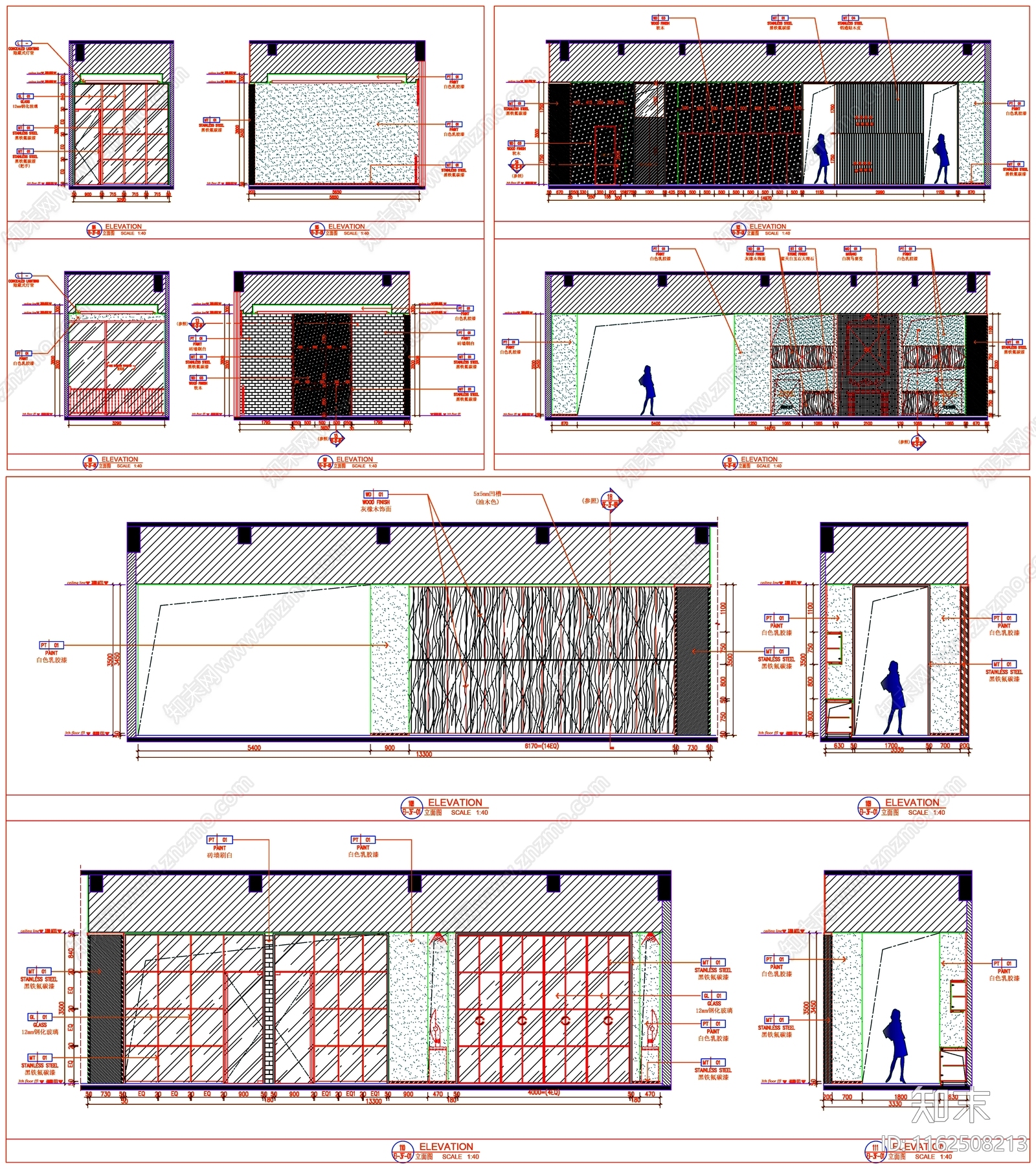 立面图图库cad施工图下载【ID:1162508213】