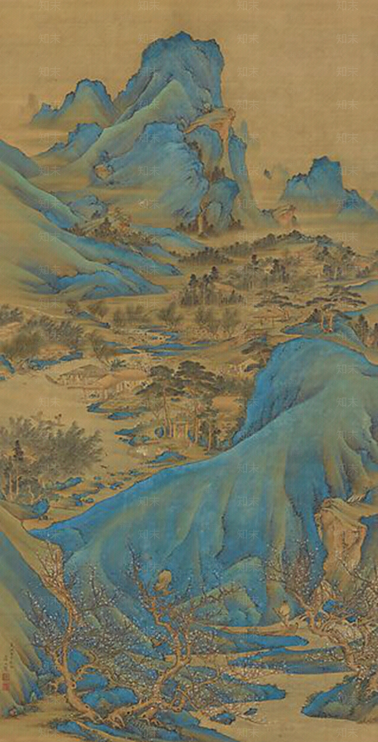 中式国画山水画挂画壁画禅意装饰画壁纸贴图下载【ID:1162509995】