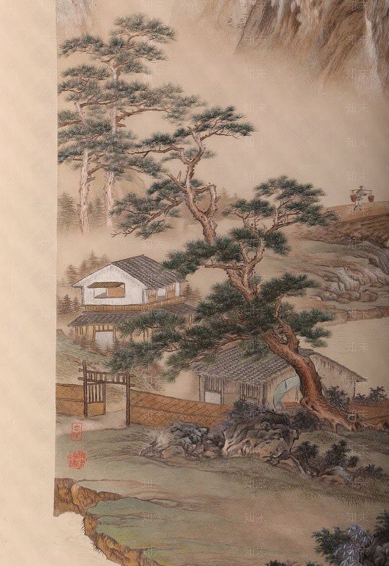 中式国画山水画挂画壁画禅意装饰画壁纸贴图下载【ID:1162510176】