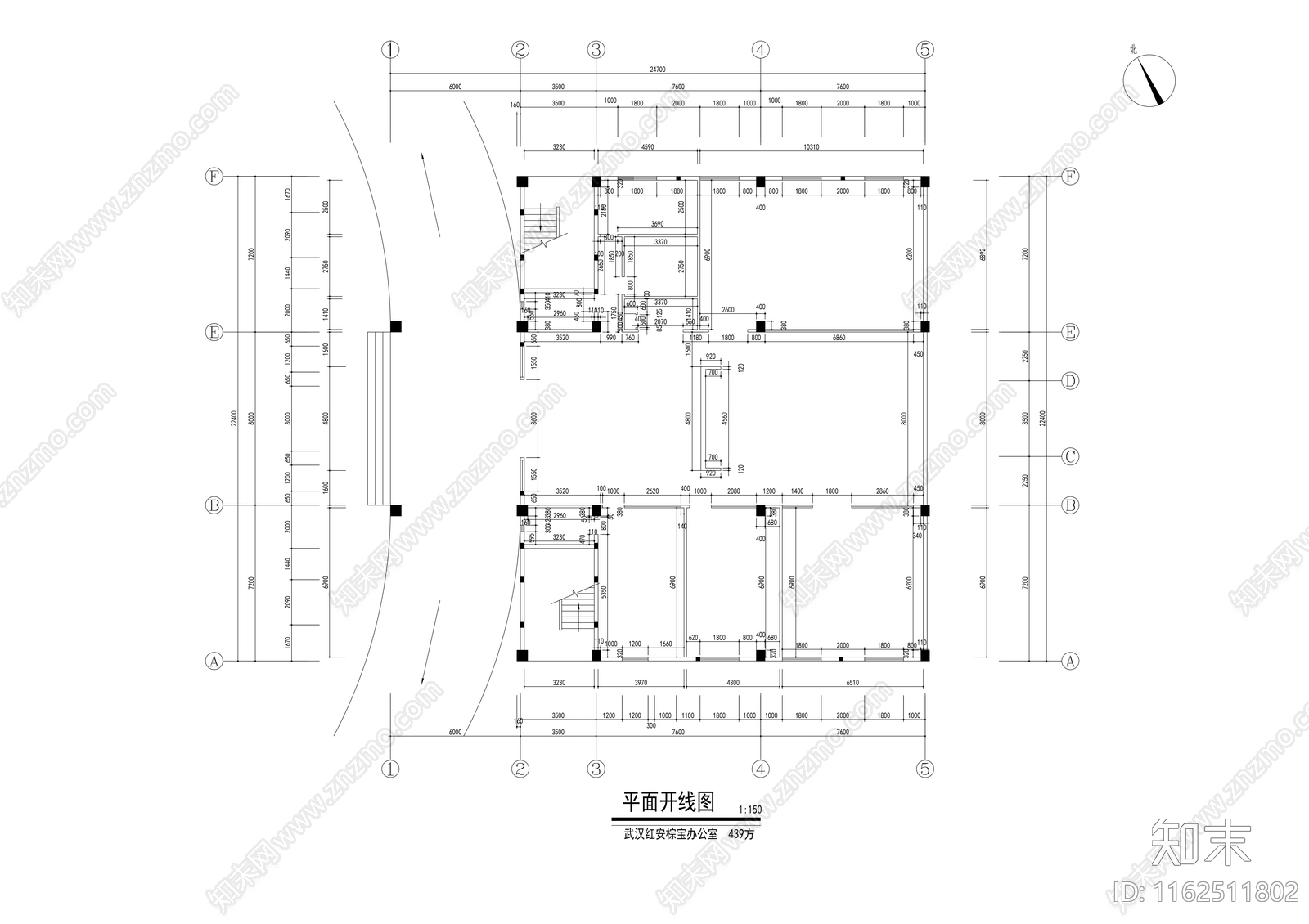 上市公司办公室室内设计cad施工图下载【ID:1162511802】