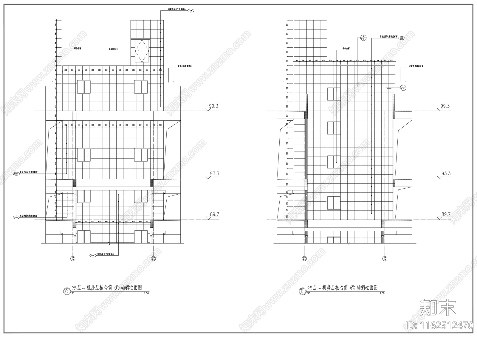 世纪大厦装修图cad施工图下载【ID:1162512470】