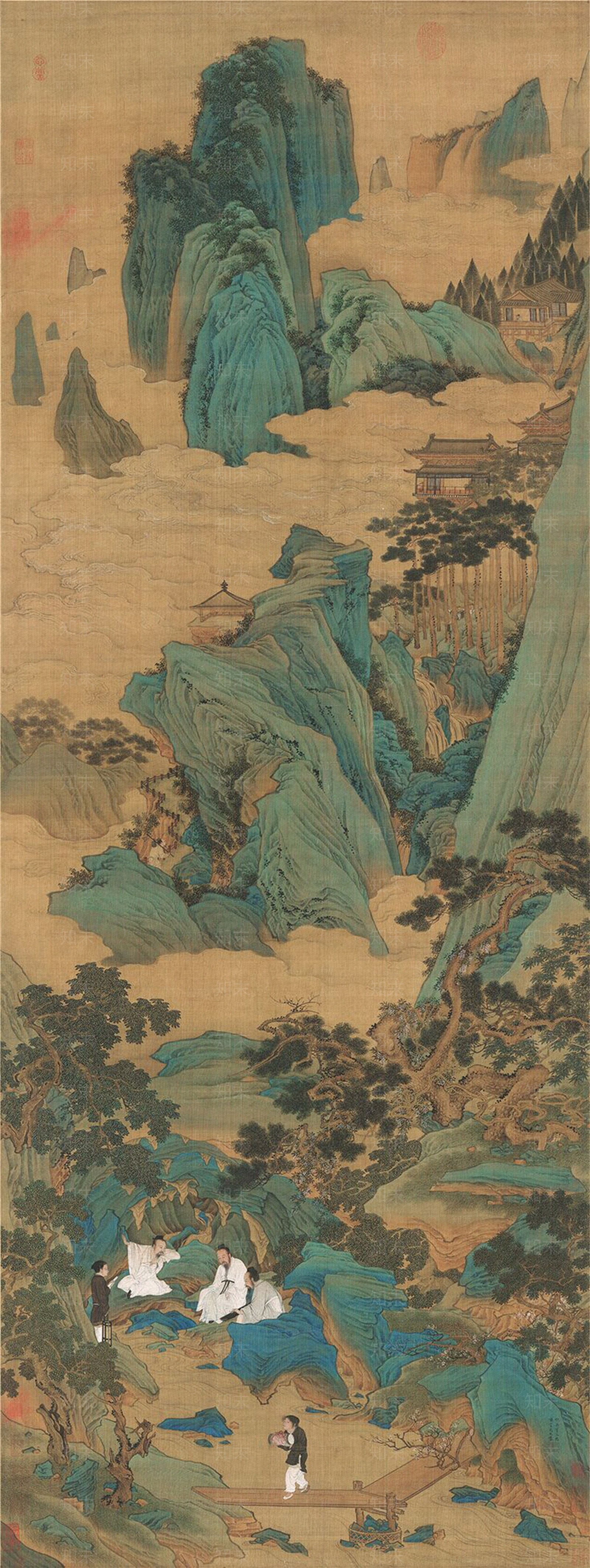 中式国画山水画挂画壁画禅意装饰画壁纸贴图下载【ID:1162512164】