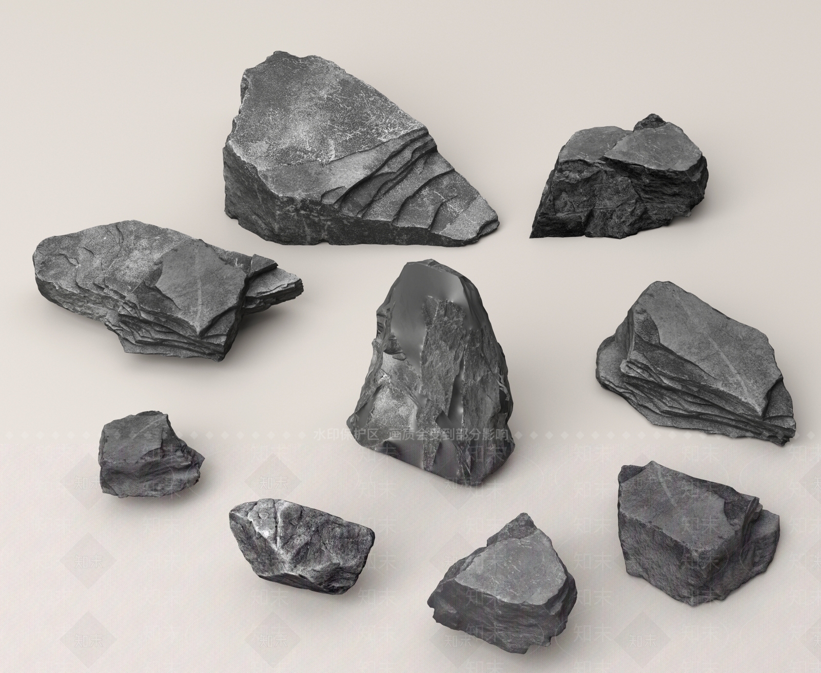 现代景观石头3D模型下载【ID:1162513272】