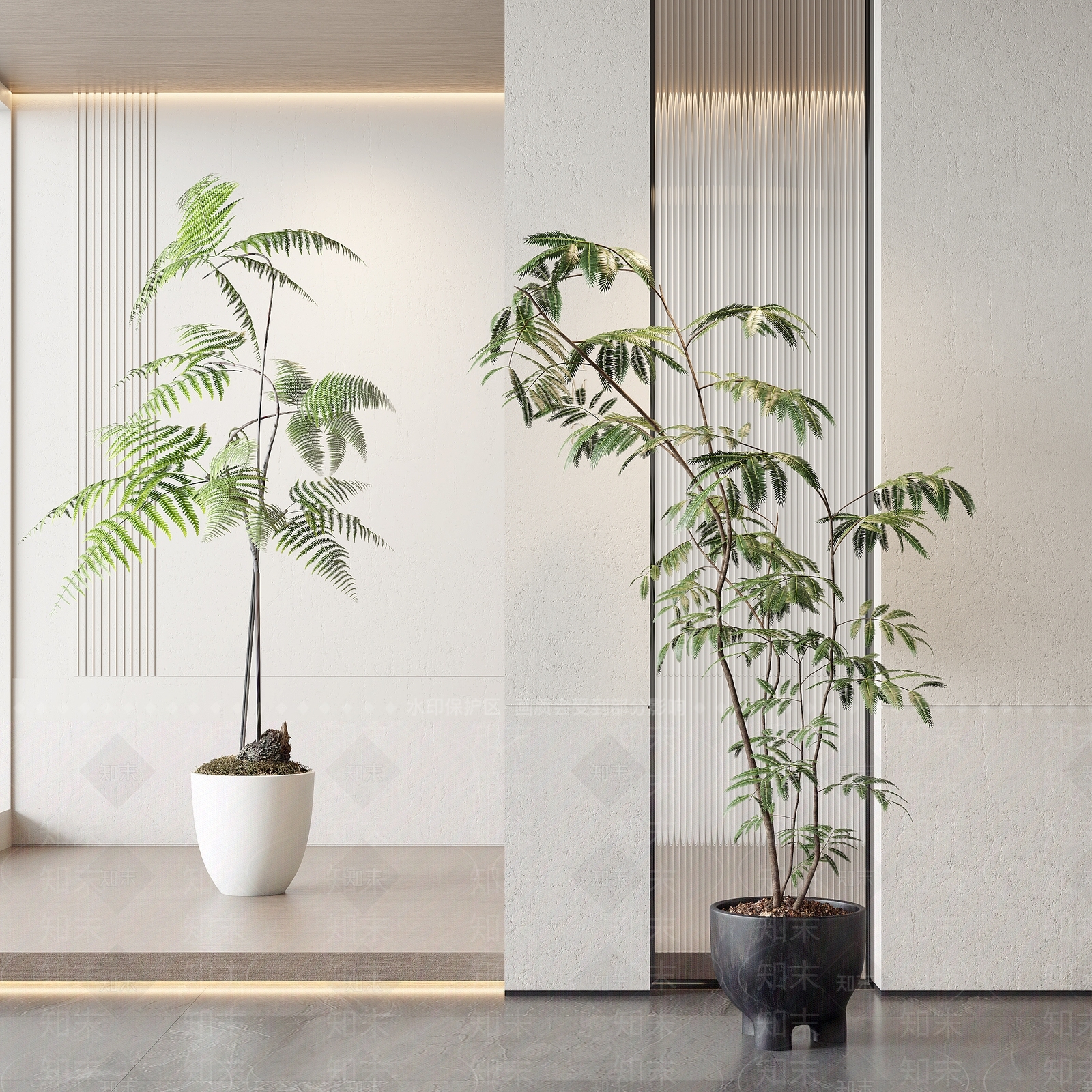 现代绿植盆栽3D模型下载【ID:1162514331】