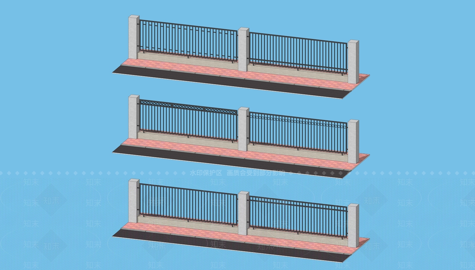 现代铁艺护栏围栏栏杆SU模型下载【ID:1162514647】