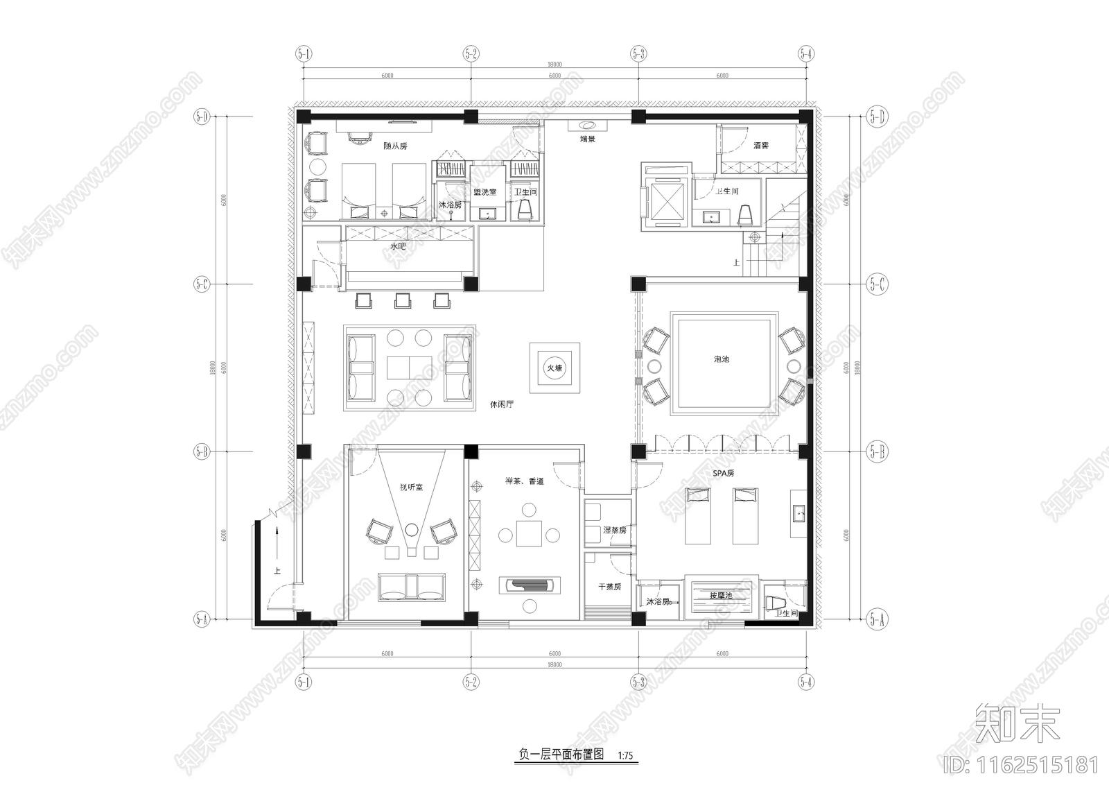 1080㎡书院文创会所cad施工图下载【ID:1162515181】