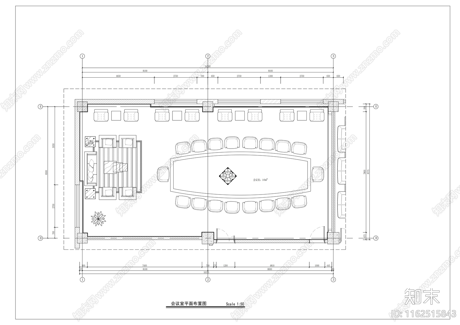 学校中会议室cad施工图下载【ID:1162515843】