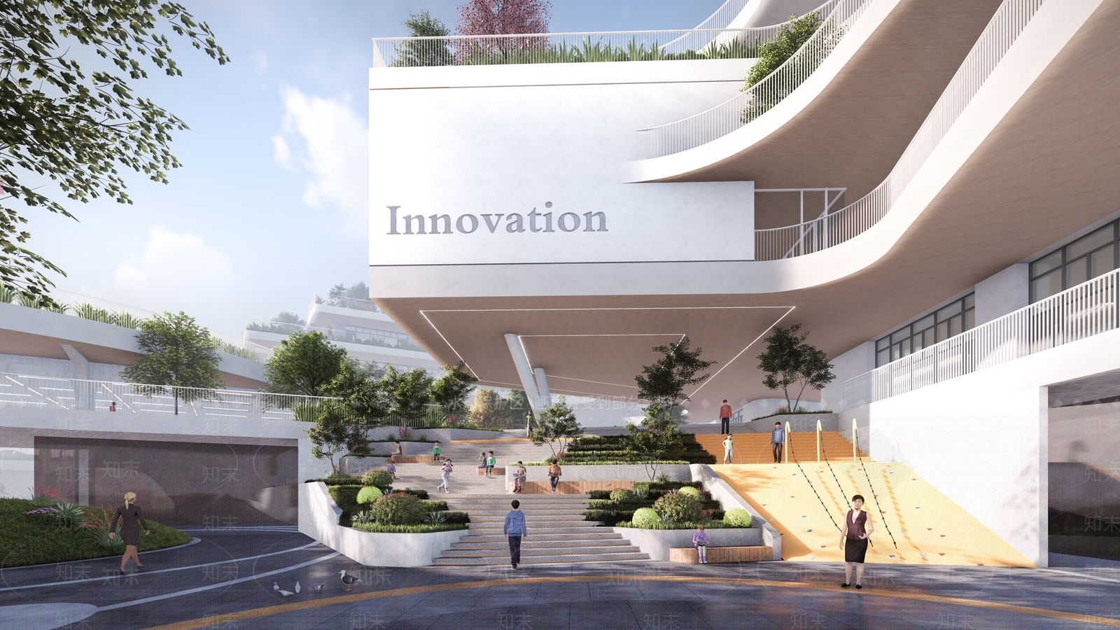 现代学校建筑SU模型精品下载_SketchUp模型_知末网