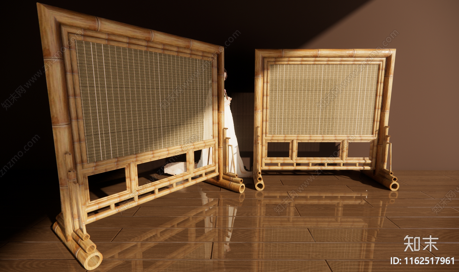 中式古风仙侠竹子屏风SU模型下载【ID:1162517961】