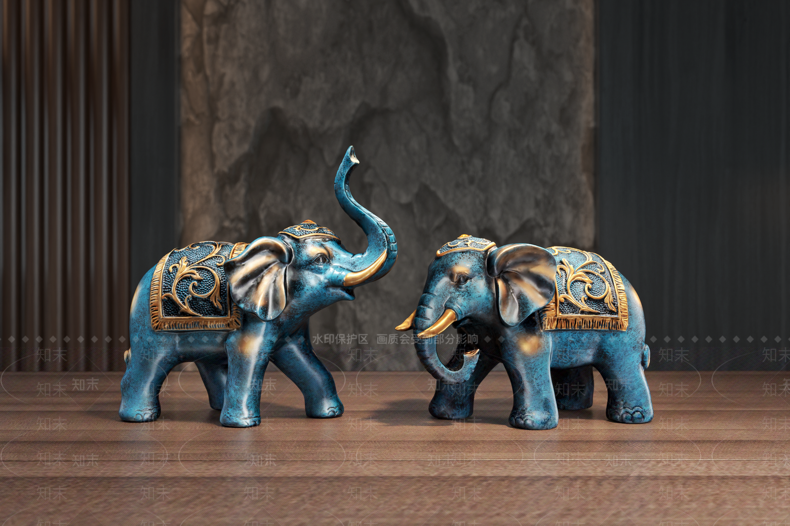 欧式复古装饰品风大象摆件3D模型下载【ID:1162519846】