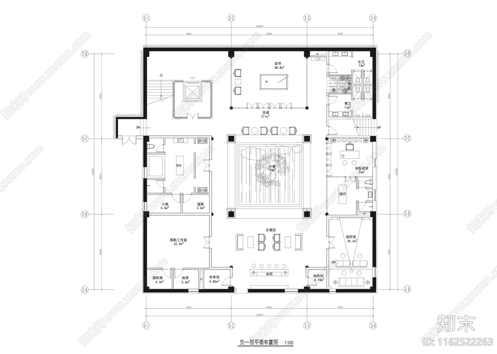 1920㎡书院文创会所cad施工图下载【ID:1162522263】