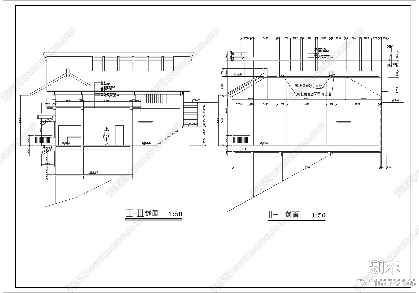 新中式茶室建筑cad施工图下载【ID:1162522846】