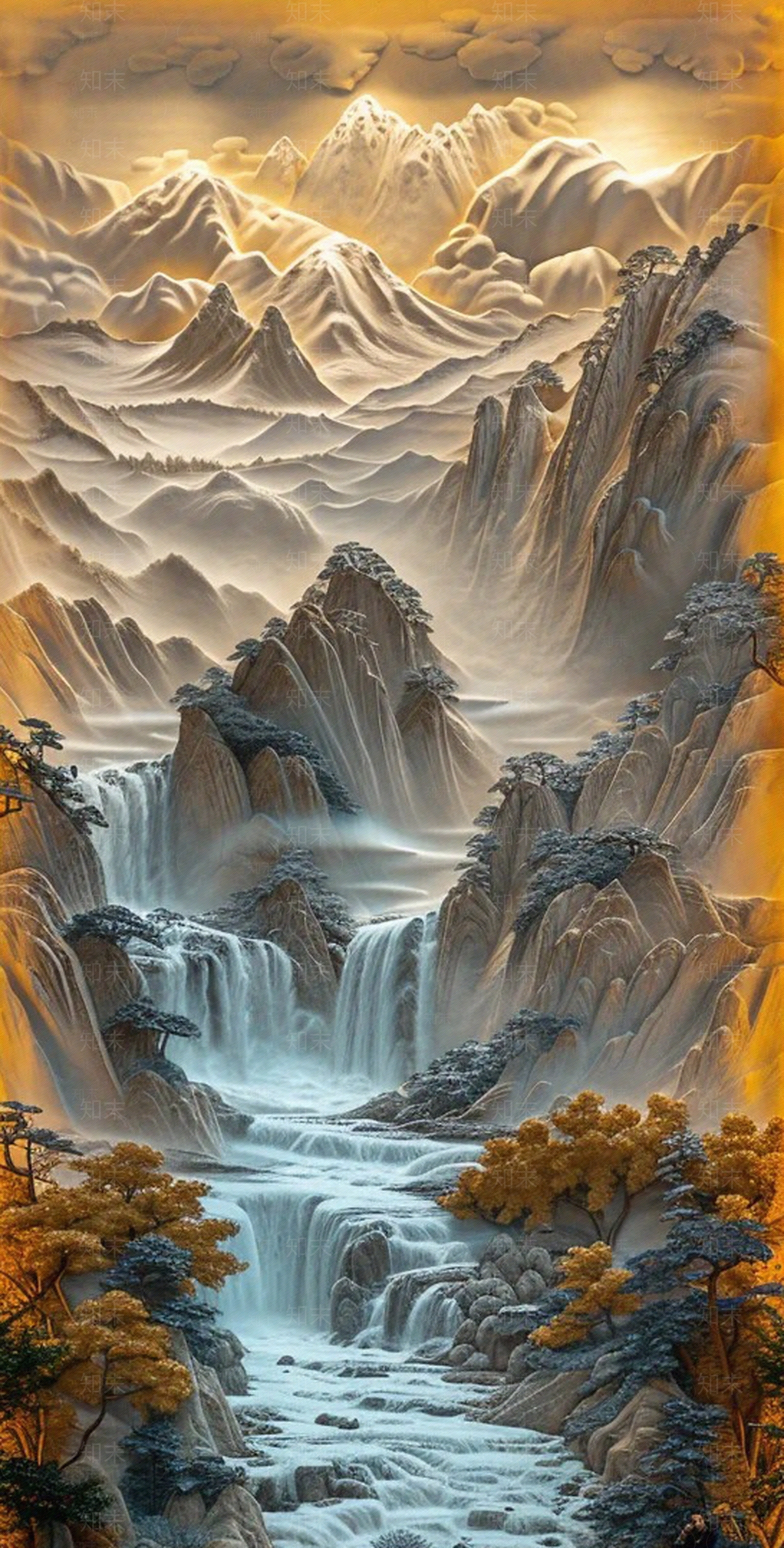山水浮雕墙面贴图下载【ID:1162527626】_【知末网贴图库】