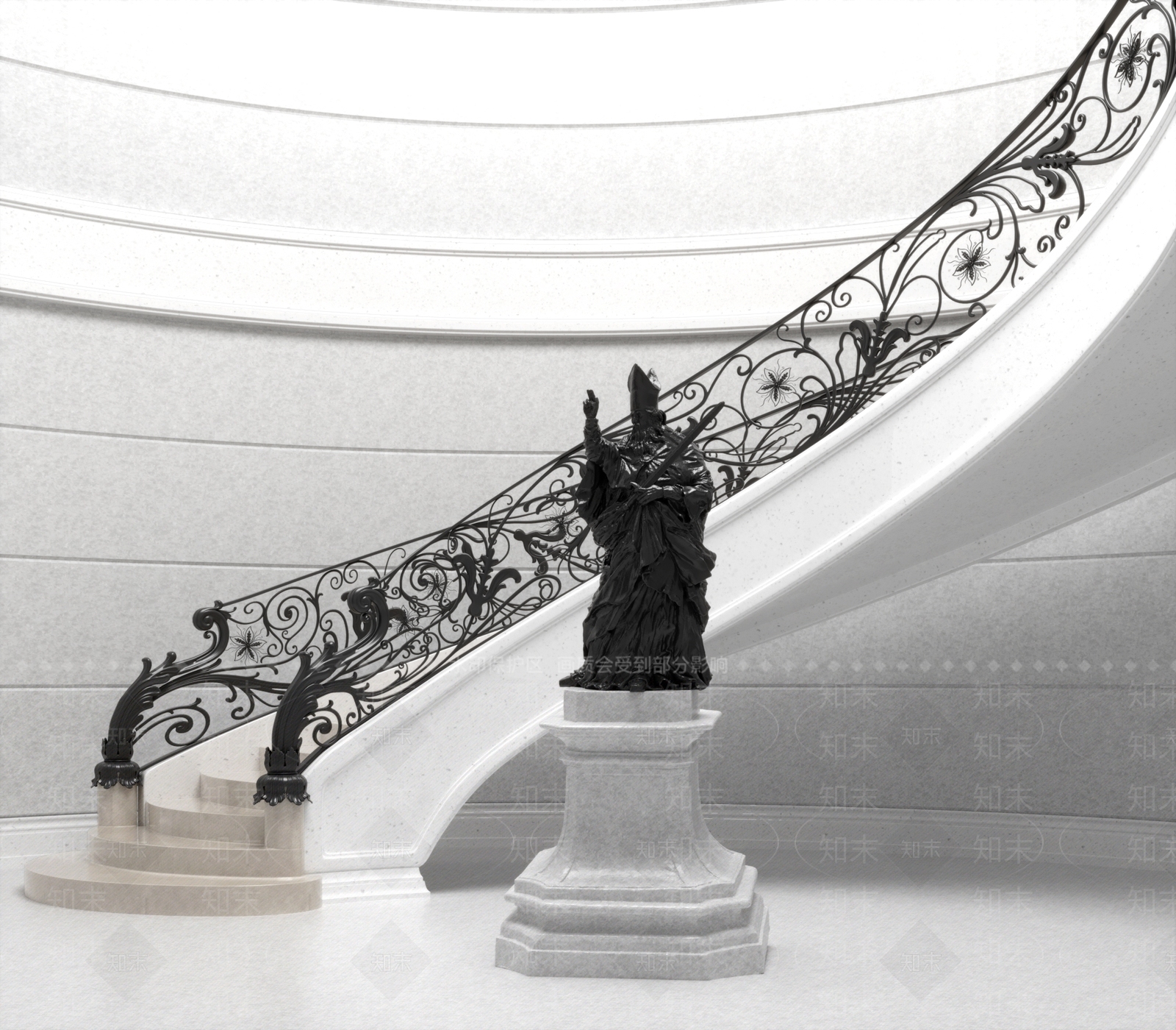 欧式旋转楼梯3D模型下载【ID:1162530310】