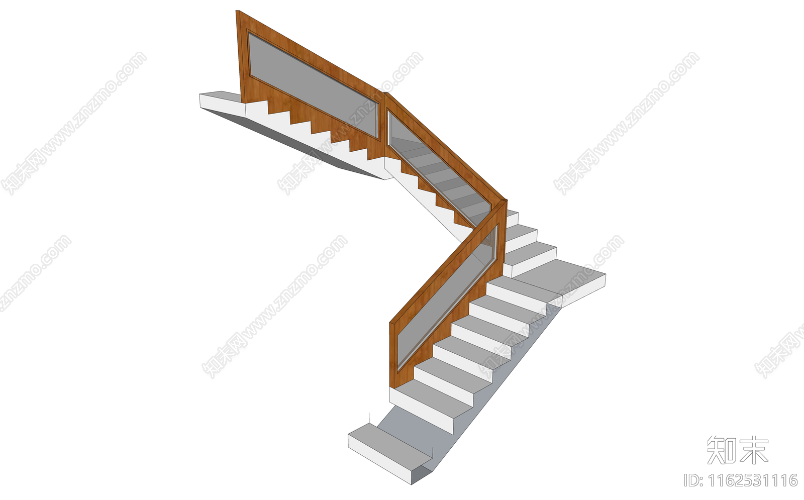 现代扶手楼梯SU模型下载【ID:1162531116】