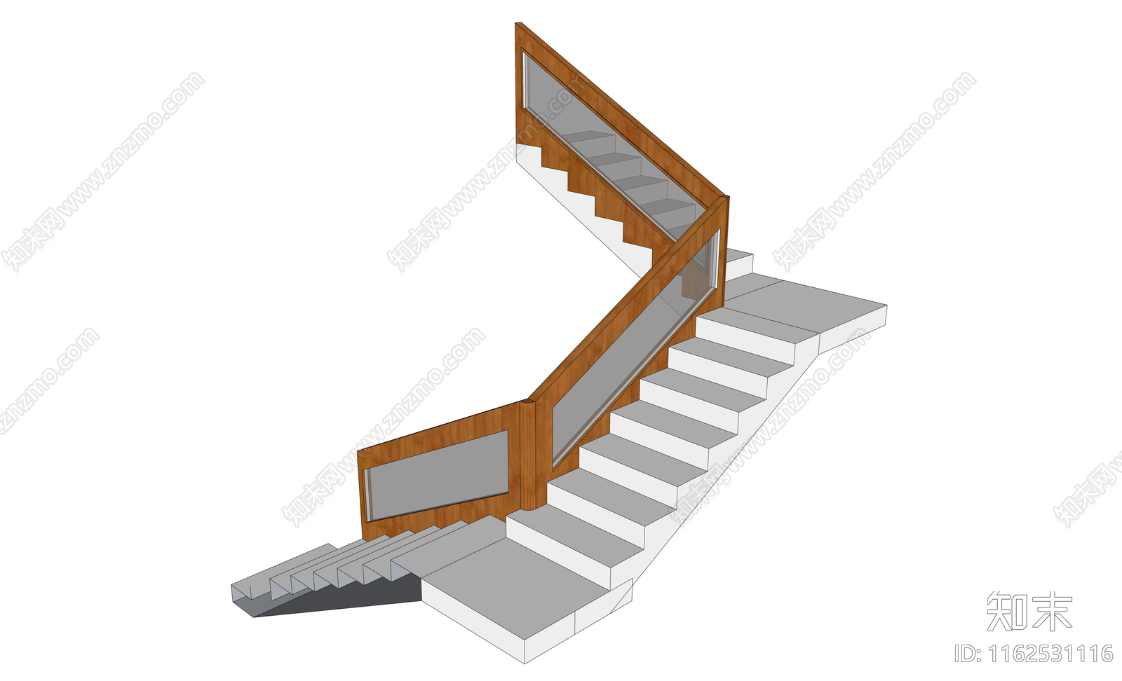现代扶手楼梯SU模型下载【ID:1162531116】