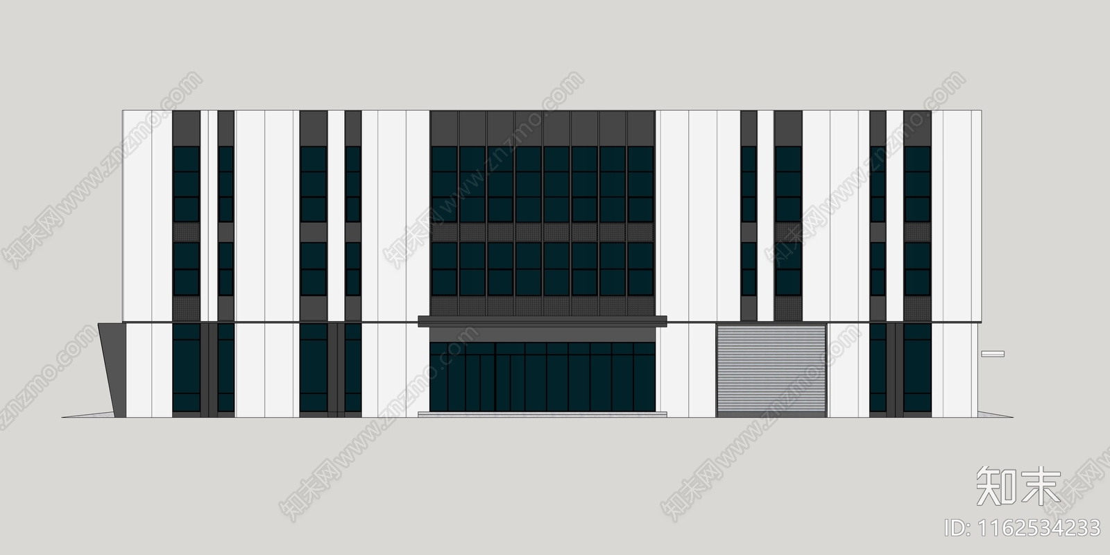 现代工业产业园厂房建筑SU模型下载【ID:1162534233】