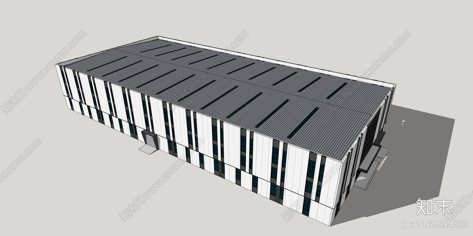 现代工业产业园厂房建筑SU模型下载【ID:1162534233】