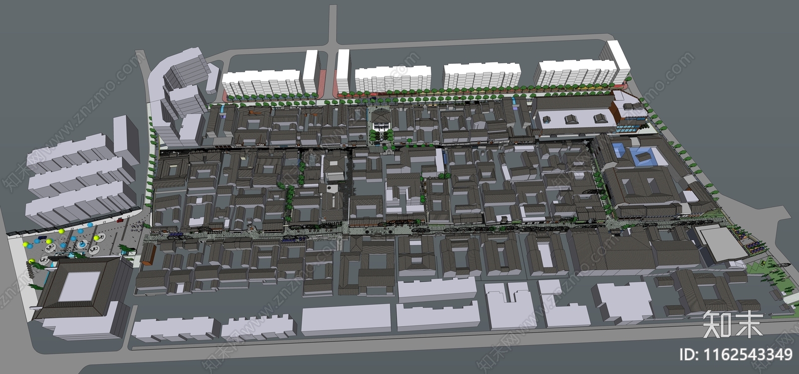 成都宽窄巷子总图SU模型下载【ID:1162543349】